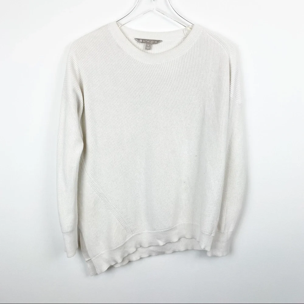 Athleta | Ivory Rest Day Asymmetric Sweater - Picture 5 of 13